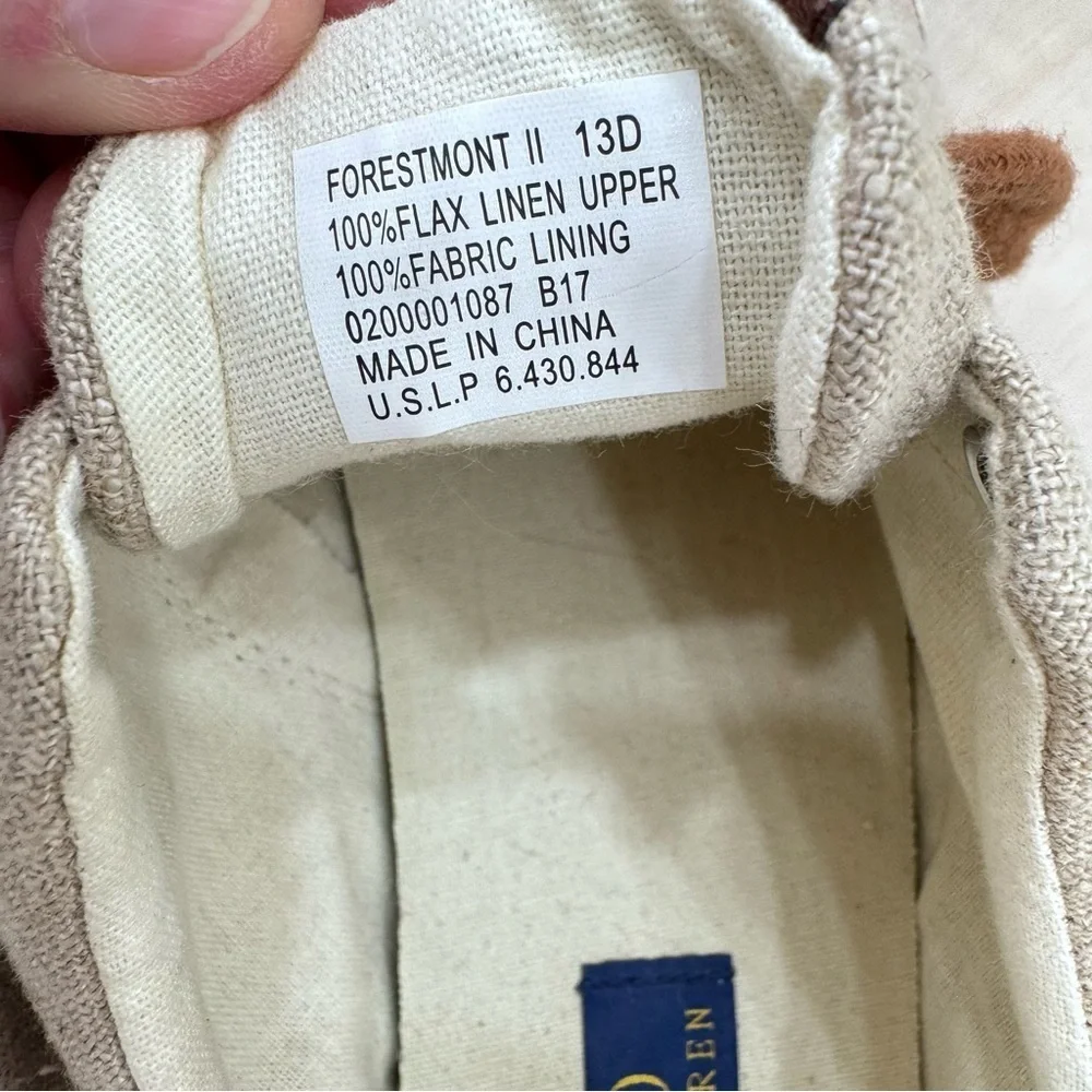 Ralph Lauren Polo Forestmount II Flax Linen shoe Sz 13